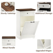 10 Gallon Tilt-Out Trash Cabinet with Drawer - Antique White