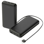 10000mAh Power Bank Portable Phone Charger External Battery Pack with LT & Type-C Double-ended Cable Type-C USB Cable Fit For IOSPhone 14 Android And
