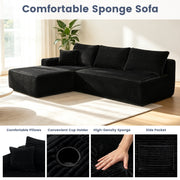 96" L-Shaped Sectional Sofa with Chaise in Plush Corduroy