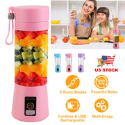 Portable Juicer Blender USB Rechargeable Juicer Cup Fruit Baby Food Mixing Machine w/ 6 Blades Powerful Motor