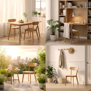 Solid Wood Dining Chair with Curved Backrest