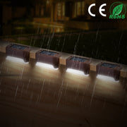 4Pcs Solar Powered LED Step Lights Outdoor IP55 Waterproof Dusk To Dawn Sensor Fence Lamps For Stairs Yard Railing
