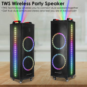 Portable Wireless Party Speaker Colorful Lights DJ PA System with TWS Function FM Radio USB MMC Card Reading Aux In Guitar Input Recording Function Mi