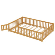 Montessori Floor Bed with Safety Guardrails and Lockable Door