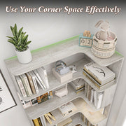 5-Tier L-Shaped Corner Bookshelf with 6 Open Shelves