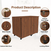 57.5" Foldable Sewing Machine Table with Storage & Casters