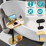 C-Shaped Bathtub Tray Table With Adjustable Height 360° Rotatable Desktop Freestanding Bath Caddy Against Wall Couch Bed Sofa Side Table