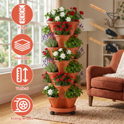 7-Tier Stackable Vertical Planter with Wheels and Drainage