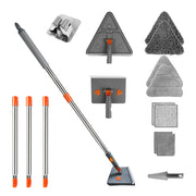 2 In 1 Baseboard Cleaner Mop Wall Cleaner Mop With Squeegee Extendable Long Handle 8 Reusable Fiber Flannel Chenille Mop Pads 360¡ Rotatable Convex De