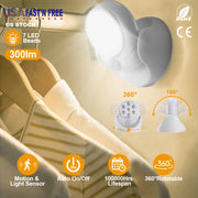 Wireless LED Spotlight 90 ¡ Motion Sensor Night Lamp 360¡Rotate Cordless Stairs Lights Battery Operated w/23ft Sensing Range for Closet Bathroom