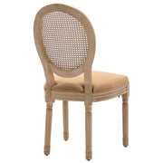 French Oval Rattan Back Dining Chairs Set of 2 - Solid Wood