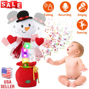 Kid Electric Dance Toy Christmas Elk Snowman Senior Penguin Plush Toy Interactive Sing Song Whirling Mimicking Recording Light up Toy