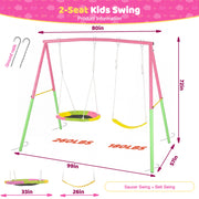 Outdoor Swing Set with Saucer & Belt Swings - 330lbs Capacity