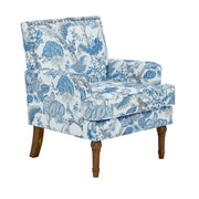 Floral Upholstered Accent Chair with Nailhead Trim