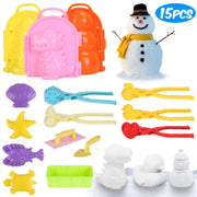 15Pcs Winter Snowball Tool Kit Kids Snow Molds Outdoor Snow Beach Toys for Kids Toddlers Adults Snowman Snowflake Duck Dinosaur