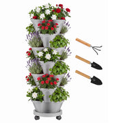 7-Tier Stackable Vertical Planter with Wheels and Drainage