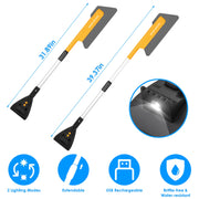3 In 1 Car Snow Removal Shovel with Lights Car Snow Removal Tool Telescopic Windshield Ice Scraper Snow Brush Shovel