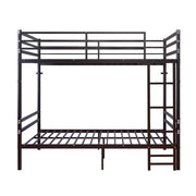 Twin Over Twin Metal Bunk Bed with Ladder and Guardrails