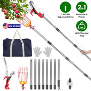 Extendable Pole Saw & Fruit Picker with 65Mn Steel Blade