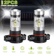 2PCS 1100LM 100W 5202 H16 LED Fog DRL Light Bulb IP68 Waterproof 20 2835 LEDs 360¡ Beam Angle 6000K White