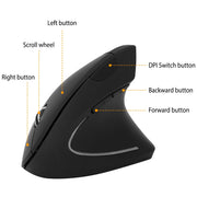 2.4G Wireless Vertical Mouse Ergonomic Optical Mice w/ 6 Buttons 3 Adjustable DPI 800/1200/1600 Levels for Laptop PC Computer