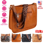 Women Fashion Leather Crossbody Bag Shoulder Bag Casual Handbag with Flexible Wearing Styles Adjustable Guitar Strap