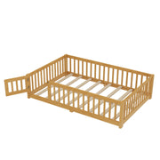 Montessori Floor Bed with Safety Guardrails - Pine Wood