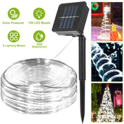 Solar Powered String Lights Outdoor 39.37FT 100 LED 8 Modes Solar Fairy Rope Lamp IP65 Waterproof Decorative Lights For Home Garden Parties