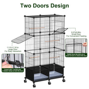 46-Inch Bird Cage with Wooden Perches and Lockable Wheels