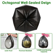4 Rolls Black Trash Bags – 5.3 Gallon, Unscented & Leak-Resistant