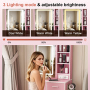 Vanity Desk Set with LED Lighted Mirror & Padded Stool