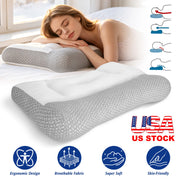 Ergonomic Bed Pillow with Dual Height Design & Breathable Mesh