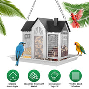 Barn Bird Feeder with Lift Top Lid and Viewing Window