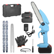 Electric Mini Chainsaw Portable Handheld Cordless Small Chain Saw Battery Powered with 2Pcs 1200mAh Rechargeable Batteries 8in Chains Gloves Goggles f