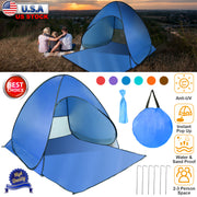 Pop Up Beach Tent Sun Shade Shelter Anti-UV Automatic Waterproof Tent Canopy for 2/3 Man with Net Window Storage Bag for Outdoor Beach Camping Fishing P