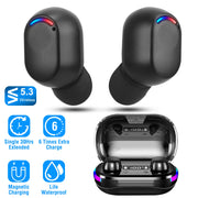 Wireless V5.3 TWS Earbuds In-Ear Stereo Headset Earphone Earpiece with Microphone Magnetic Charging Dock for Driving Working Traveling