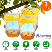 3Pack Solar Wasp Traps Outdoor Hanging Insect Catchers with UV Light for Paper Wasps Yellow Jackets Small Hornets Fruit Flies House Flies