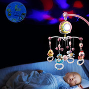 Baby Musical Crib Bed Bell Rotating Mobile Star Projection Nursery Light Baby Rattle Toy w/ Music Box Remote Control