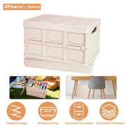 2Pcs 30L Collapsible Storage Bins With Dustproof Lid Waterproof Interior Bag Handle Stackable Storage Box Container Utility Organizer Crate For Campin