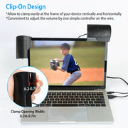 Clip-On Computer Sound Bar Portable USBÊStereo Mini Wired Speaker w/ Volume Control 3.5mm Jack For Desktop Computer Laptop Notebook PC Tablets Plug An