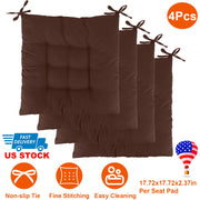 4Pcs Chair Cushion Pads Pillow 17.72x17.72x2.37in Soft Tie On Square Sitting Mats For Home Office Car Sitting Travel