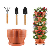 7-Tier Stackable Vertical Planter with Wheels and Drainage