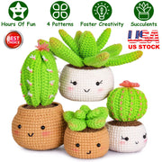 Succulents Crochet Kit Crochet Kit For Beginners DIY Knitting Supplies for Kids Adults 4 Patterns