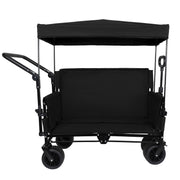 Folding Wagon Cart with Bench Seat & Canopy, 500lbs Capacity