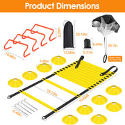 Speed Agility Training Equipment Set For Pro Beginner Including Cones Parachute Stakes Hurdles 19.68FT Ladder with Carrying Bag Soccer Football Basket
