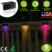 6Pcs Solar Powered Deck Lights Outdoor Acrylic Bubbles Decorative Step Fence Lamp IP55 Waterproof Warm White/Color Changing Night Lights For Patio Gar