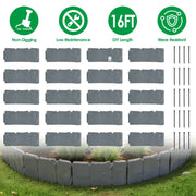 Plastic Landscape Edging 16FT Kit with Cobblestone Design