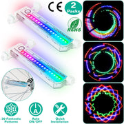 2Pcs 32LEDs Patterns Cycling Lights Rainbow Wheel Tire Flash Lamp Bicycle Colorful LED Wheel Spoke Signal Light w/ 30 Patterns