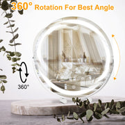 19Inch Large Round Vanity Makeup Mirror With LED Halo Light 3 Lighting Colors Dimmable Brightness Touch Control 360¡ Rotation High-Definition Lighted
