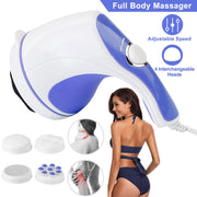Electric Handheld Body Massager Full Body Vibrating Massager w/ 4 Interchangeable Massager Head w/ Mesh Cover